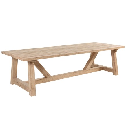 Table rectangulaire vieux teck massif, modèle Cottage