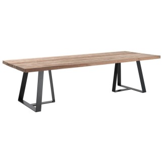 Table de jardin en teck massif et pieds acier, Margarite