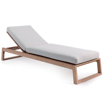 Lit bain de soleil en teck avec un épais coussin Bali