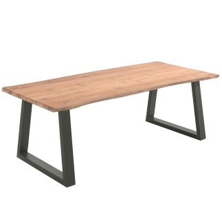 Table en teck massif et alu charcoal 240 cm, Tronc d'arbre Tree Trunk