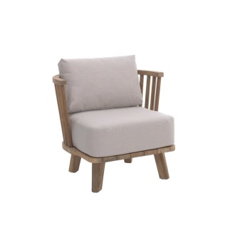 Fauteuil en teck recyclé, avec coussins en tissu Sunbrella Casablanca