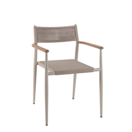 Fauteuil de jardin empilable avec accoudoirs en teck, Leo