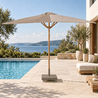 Parasol en teck 3x3 m Boston haut de gamme - Gescova