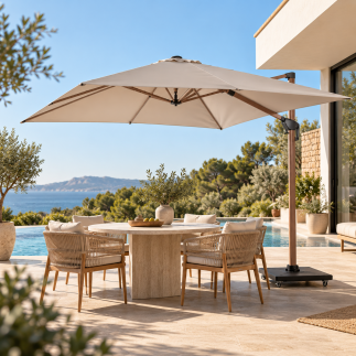 Parasol déporté 3 x 3 m Dallas alu bois – Gescova
