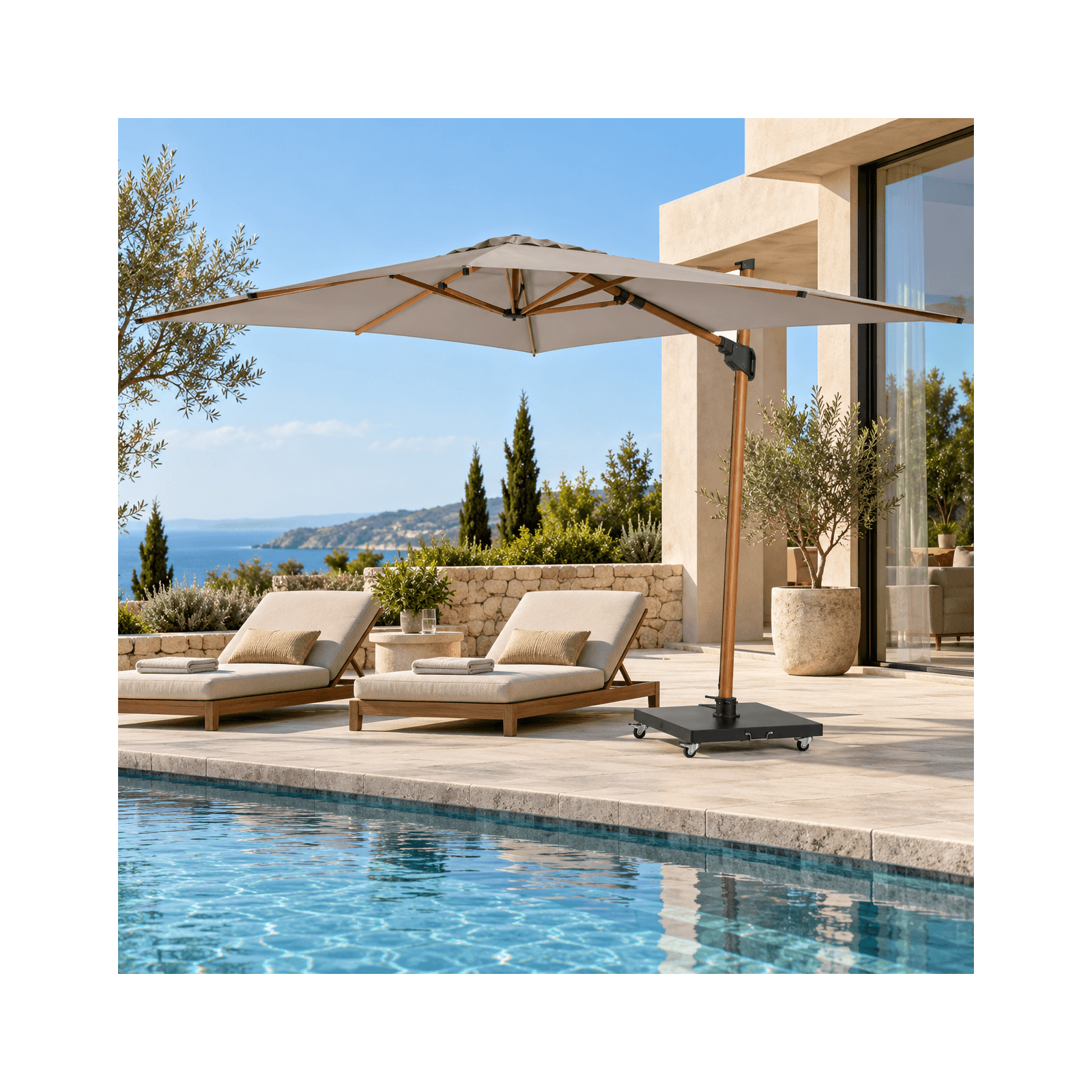 Parasol déporté 4x3 Miami haut de gamme | Gescova