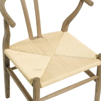 Chaise repas frêne et corde tressée Njord
