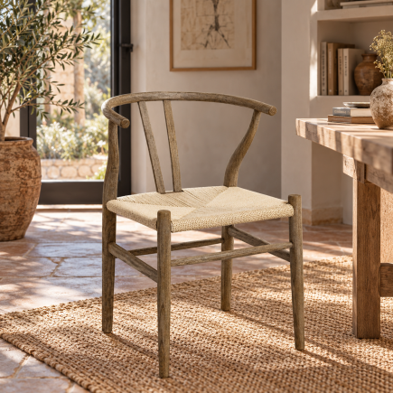 Chaise repas frêne et corde tressée Njord
