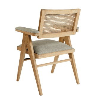 Fauteuil lin dossier cannage Colby