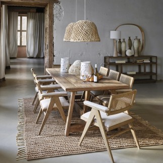 Fauteuil lin dossier cannage Colby