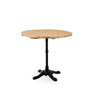Table de bar ronde 80 cm en teck et pieds en fonte