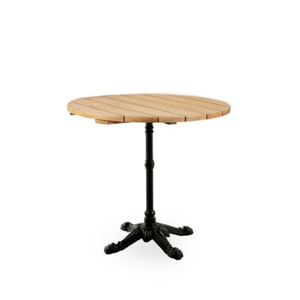 Table de bar ronde 80 cm en teck et pieds en fonte