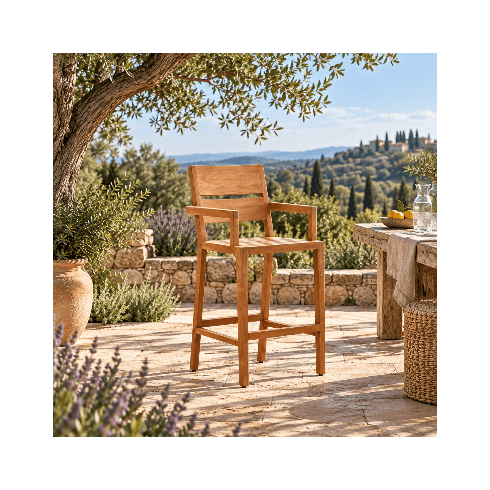 Fauteuil de bar en teck Fauteuil de bar en teck