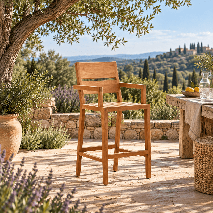 Fauteuil de bar en teck
