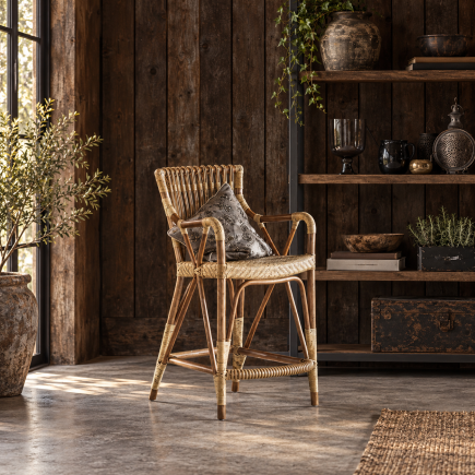 Chaise de bar en rotin naturel, Blues