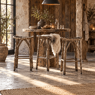 Tabouret de bar en rotin naturel, Salsa