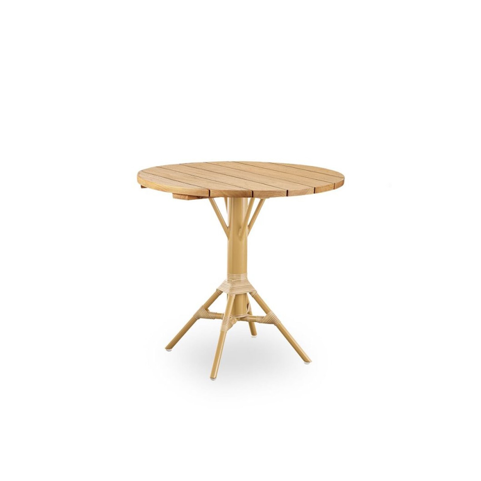 Table de bar ronde 80 cm en teck et pieds en alu