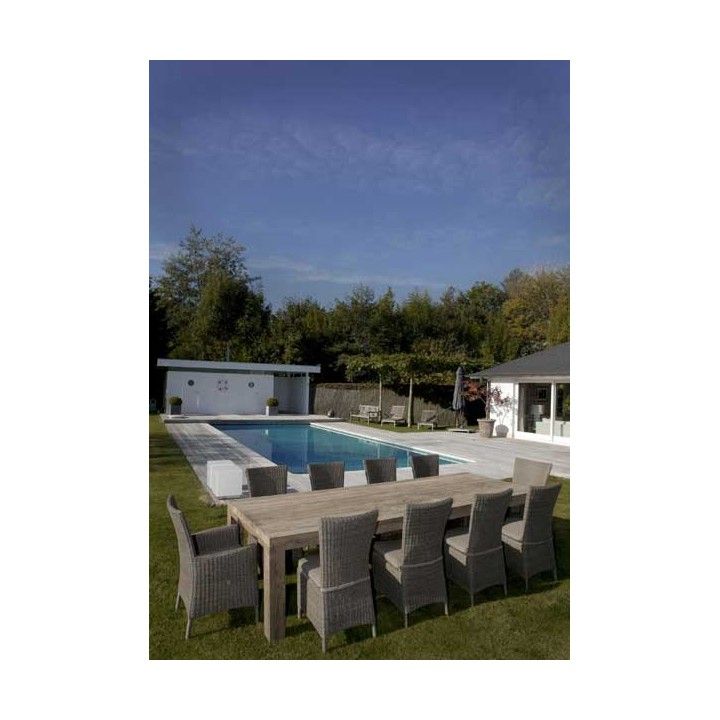 Table rectangulaire en vieux Teck massif, modèle Primitive