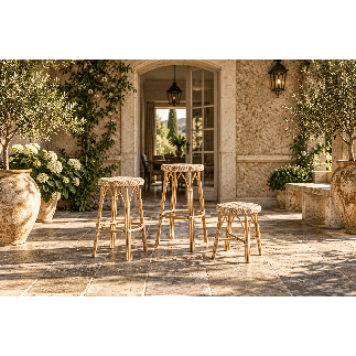 Tabouret de bar 78 cm en rotin naturel et résine tressée Simone