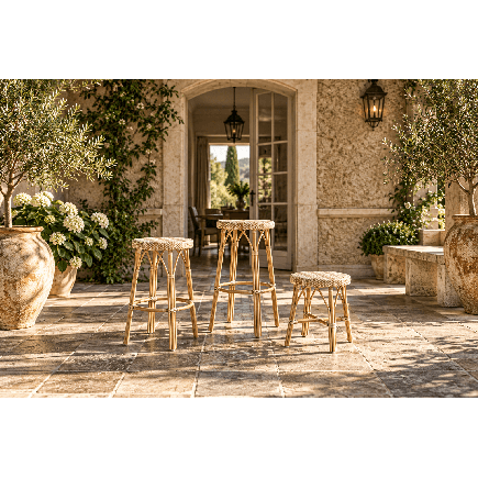 Tabouret de bar 78 cm en rotin naturel et résine tressée Simone