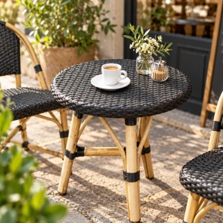 Tabouret en rotin naturel et résine tressée Simone