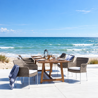 Table de jardin en teck pied croisé 200 cm Colonial