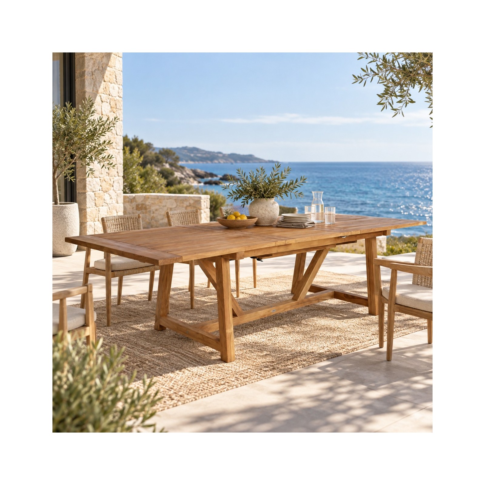 Table de jardin en teck avec rallonge 200-280 cm George Table de jardin en teck avec rallonge 200-280 cm George