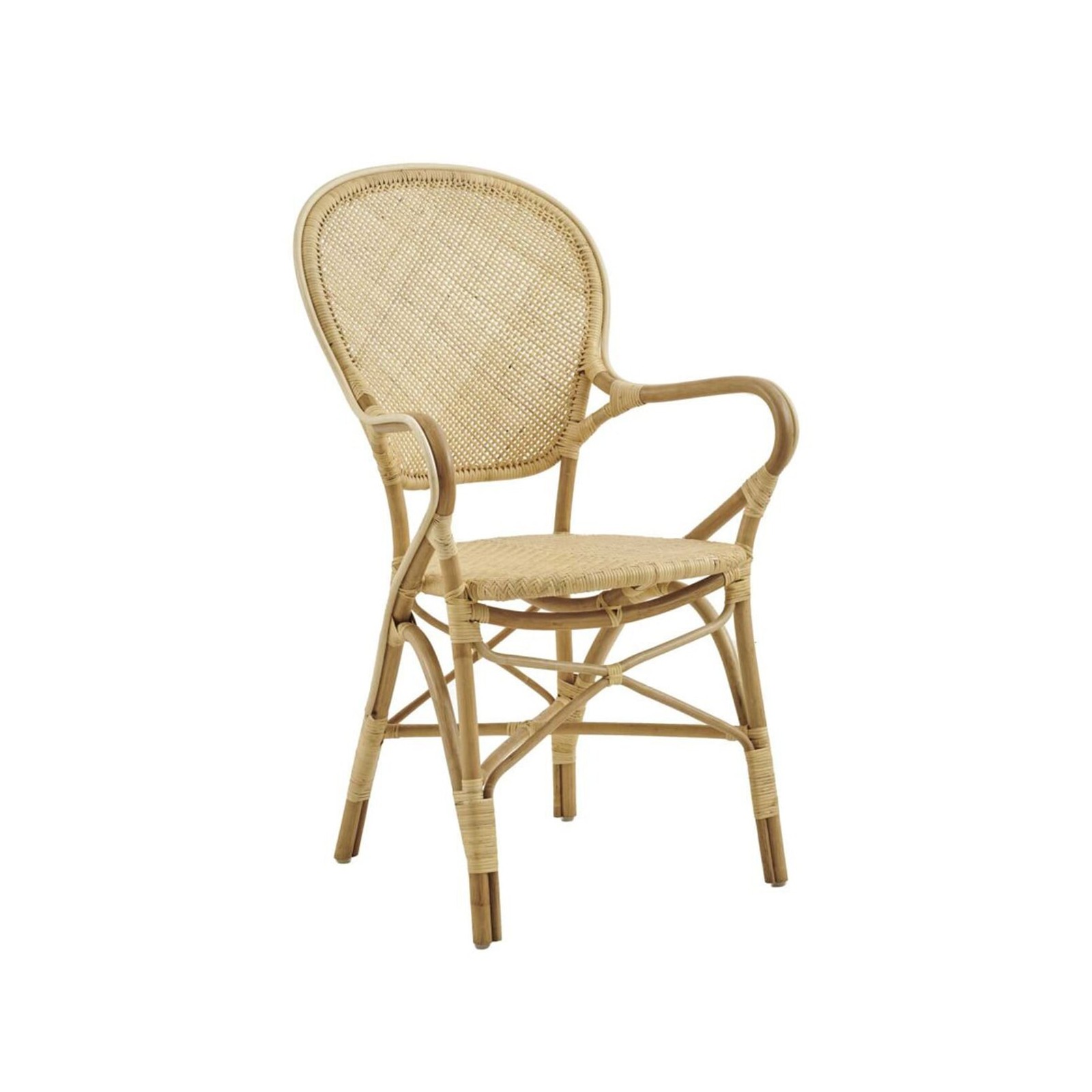 Fauteuil en rotin naturel type médaillon, Rossini