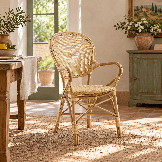 Fauteuil en rotin naturel type médaillon, Rossini