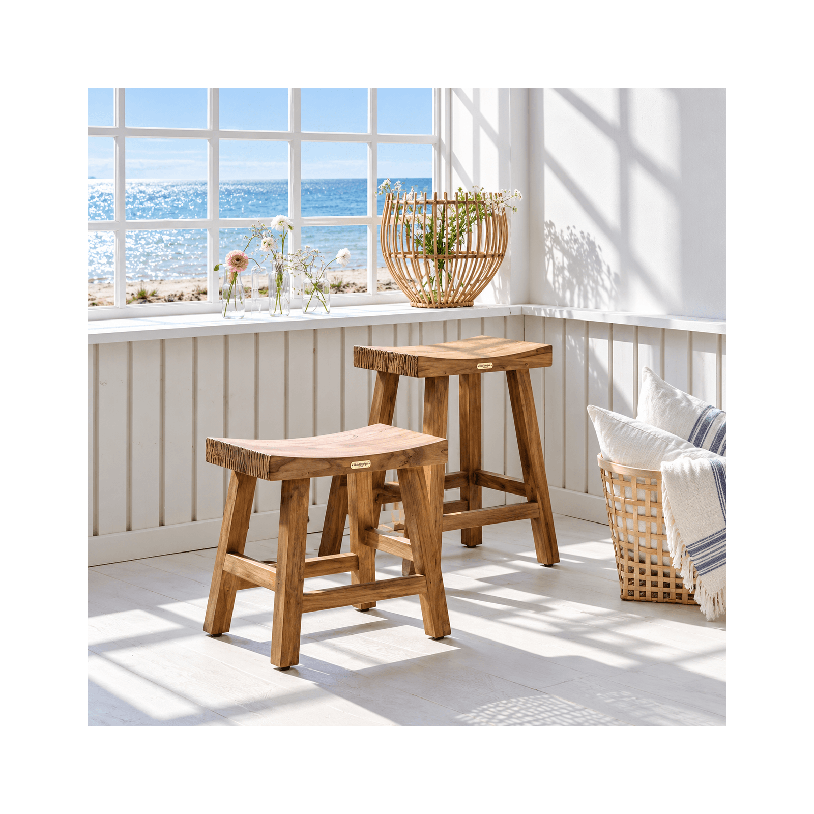 Tabouret haut 68 cm en teck massif ancien Charles Tabouret haut 68 cm en teck massif ancien Charles