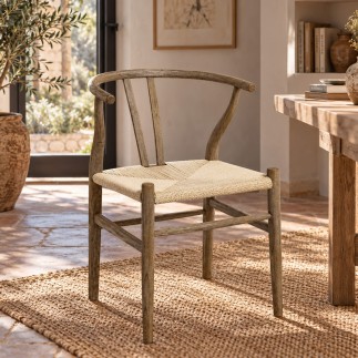 Chaise repas frêne et corde tressée Njord