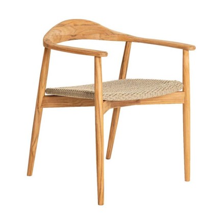 Large fauteuil de table en teck avec coussin, Dana