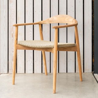 Large fauteuil de table en teck avec coussin, Dana