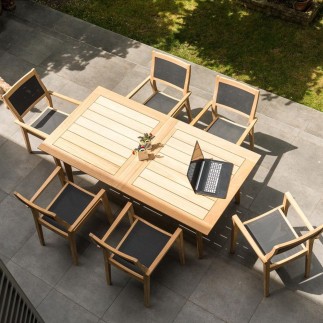 Table de jardin en roble avec rallonge 200/288 cm, haut de gamme