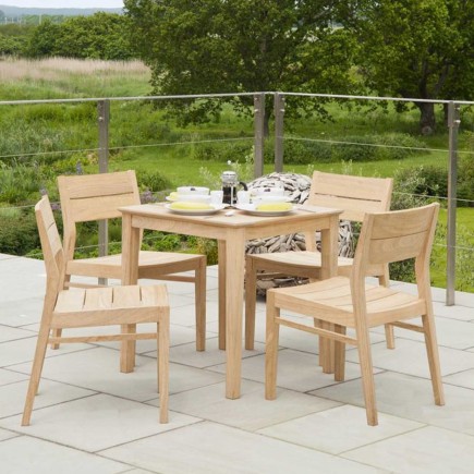 Table de jardin carrée en roble 80 cm, haut de gamme