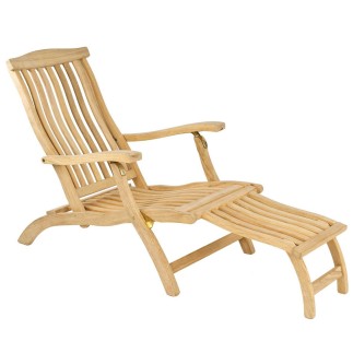 Large chaise longue en bois massif, haut de gamme