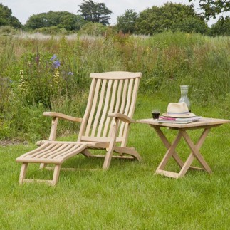 Large chaise longue en bois massif, haut de gamme