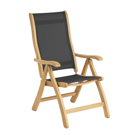 Fauteuil multiposition en bois de roble et tissu ton charcoal