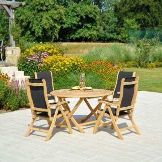 Fauteuil multiposition en bois de roble et tissu ton charcoal