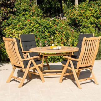 Table de jardin pliante et ronde 130 cm en bois massif, haut de gamme