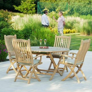 Table de jardin pliante et ronde 130 cm en bois massif, haut de gamme