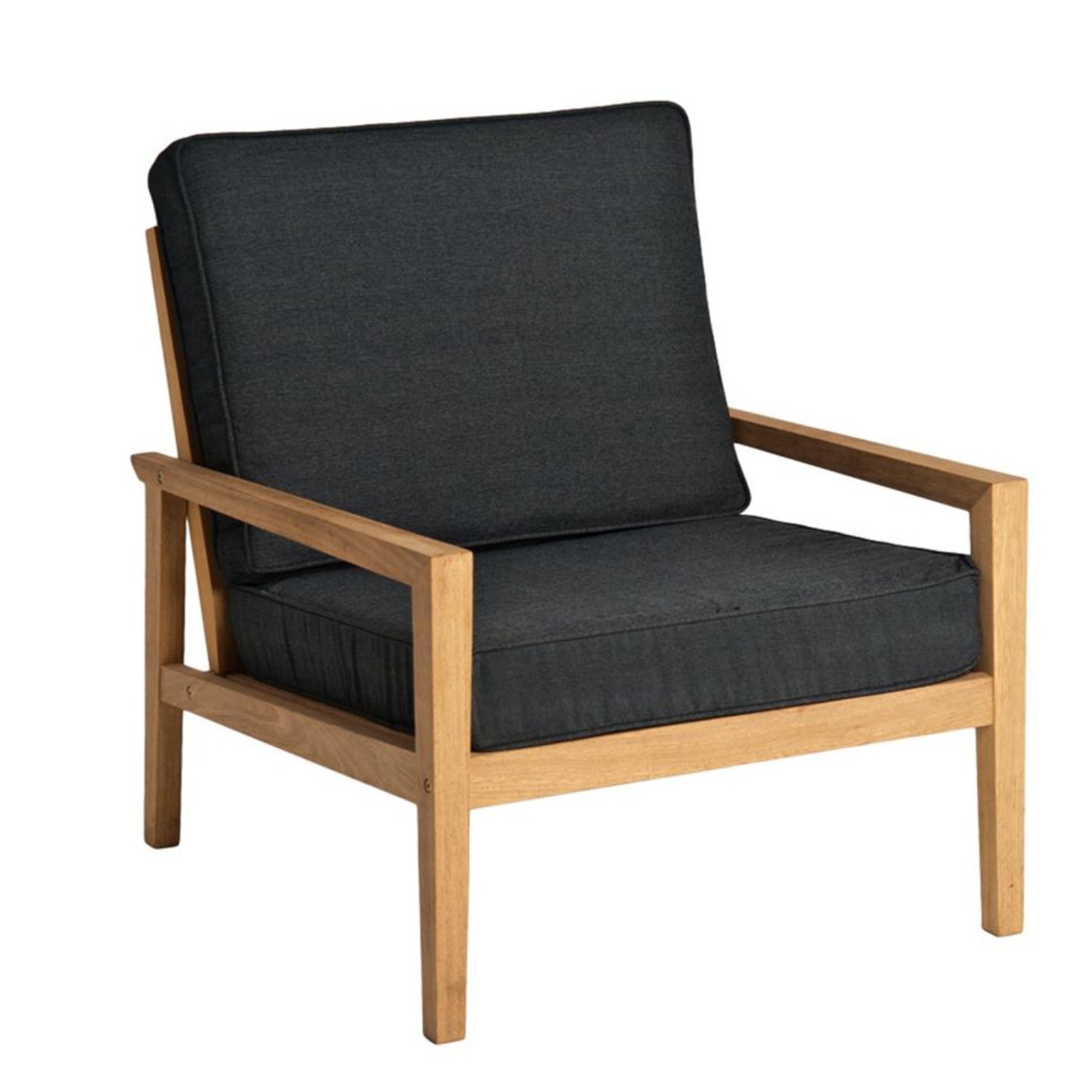 Fauteuil de jardin en bois avec coussin noir, haut de gamme Fauteuil de jardin en bois avec coussin noir, haut de gamme