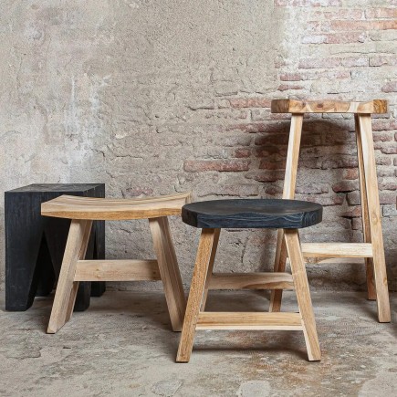 tabouret incurvé teck naturel - ambiance - 1
