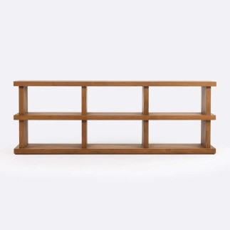 Bibliothèque de 3 longues étagères en teck 210x76 cm