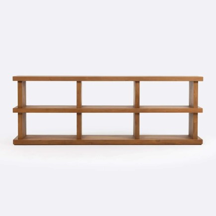 Bibliothèque de 3 longues étagères en teck 210x76 cm