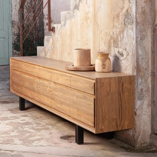 buffet 5 portes en teck - ambiance