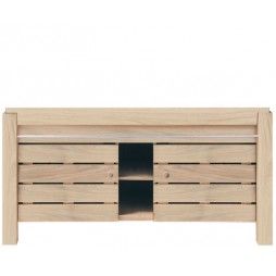 Meuble double vasque en chêne massif 133 cm, 2 portes , Line Art - Origin