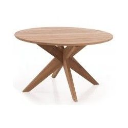 Table en teck ronde pour le jardin, bois massif