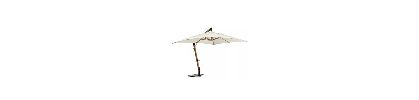 Parasol bois haut de gamme : teck, déporté ou droit élégant