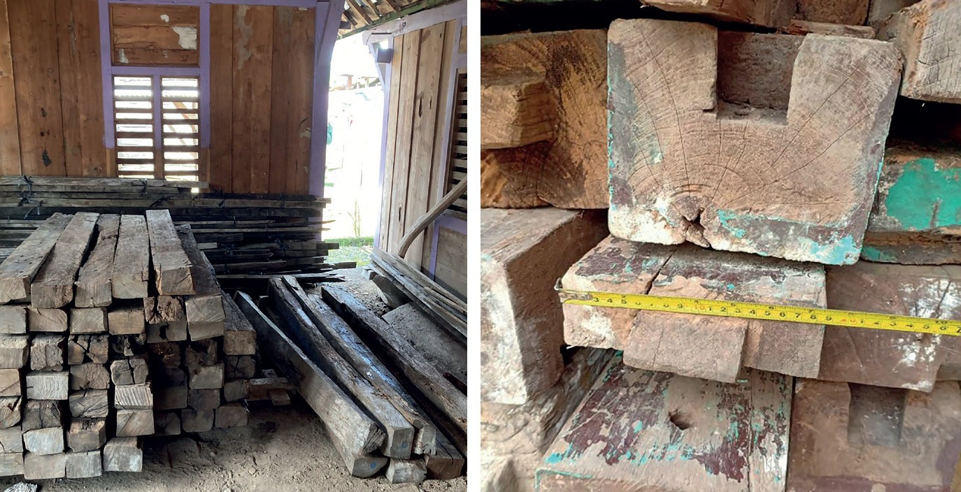Teck recyclé issu d'anciennes constructions