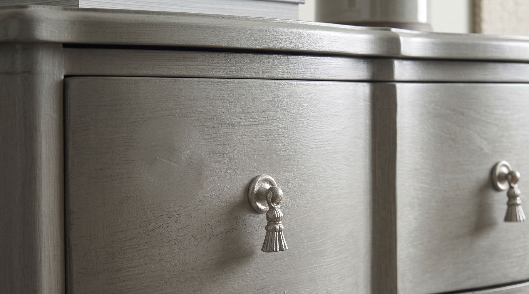 Retouche d'une petite éraflure sur un meuble en bois verni